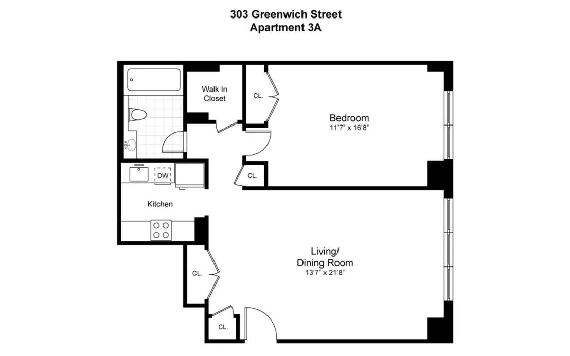 Floorplan at Unit 3A at 303 GREENWICH Street