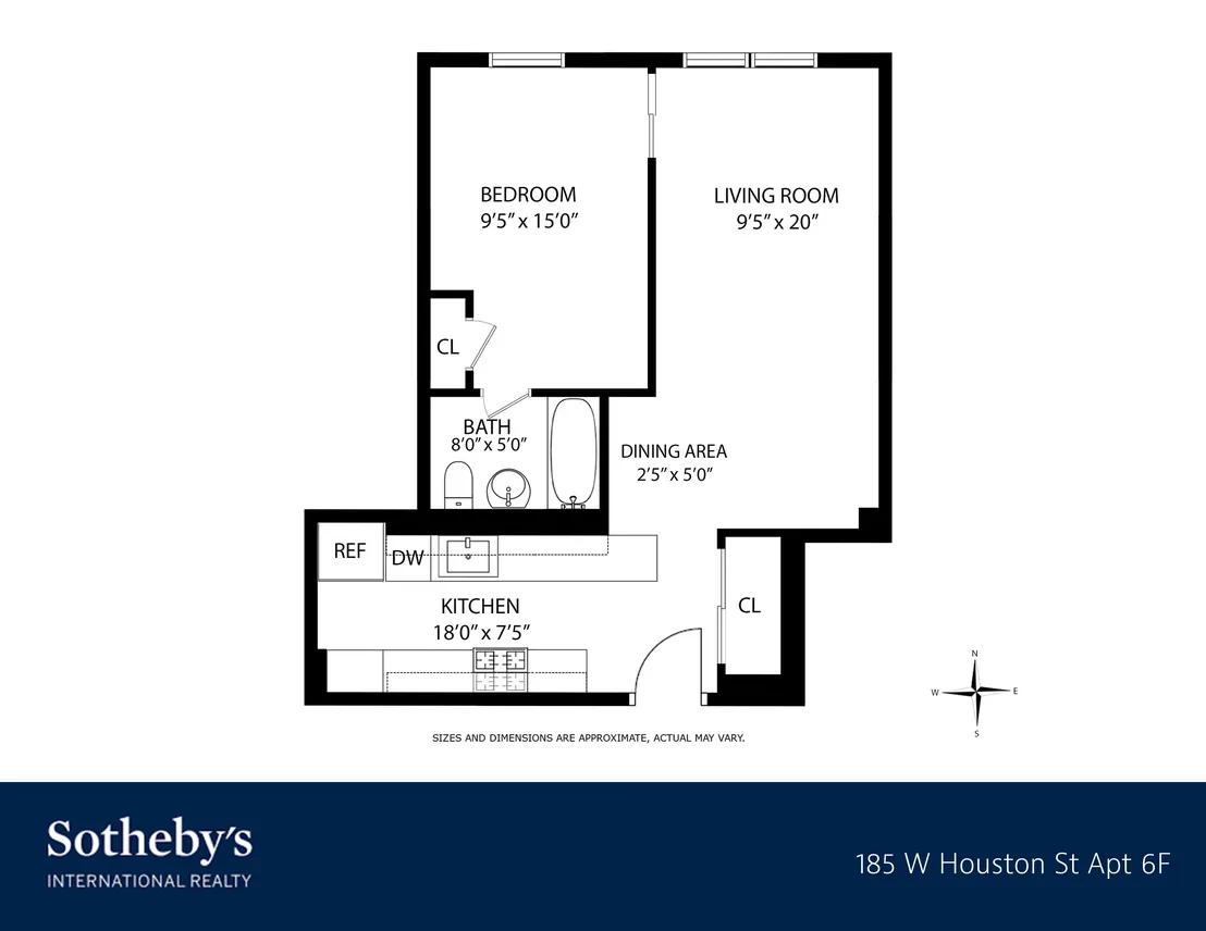 Floorplan at Unit 6F at 185 W Houston Street