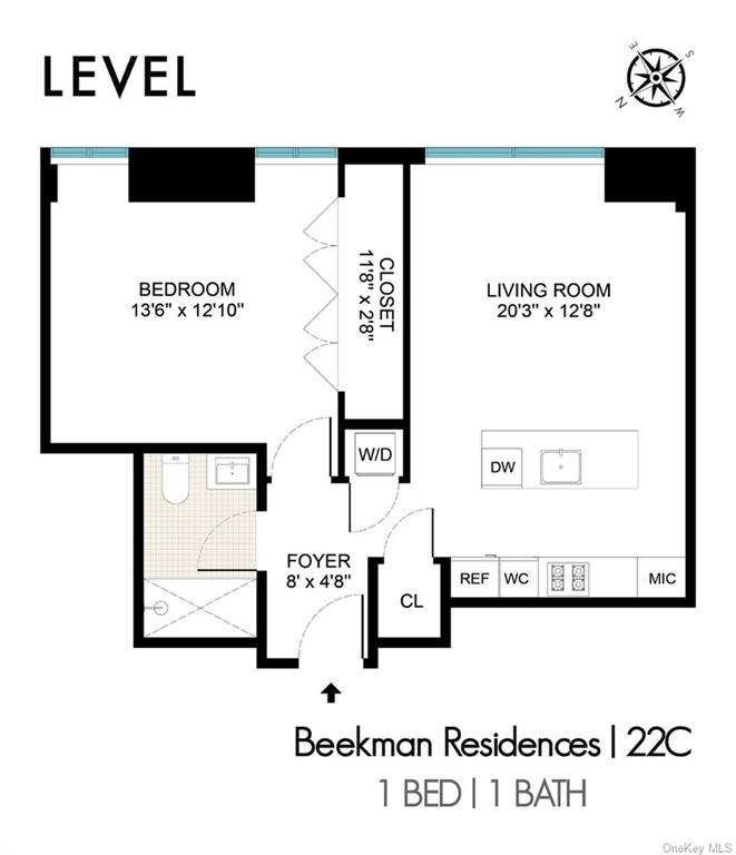 Floorplan at Unit 22C at 5 Beekman Street
