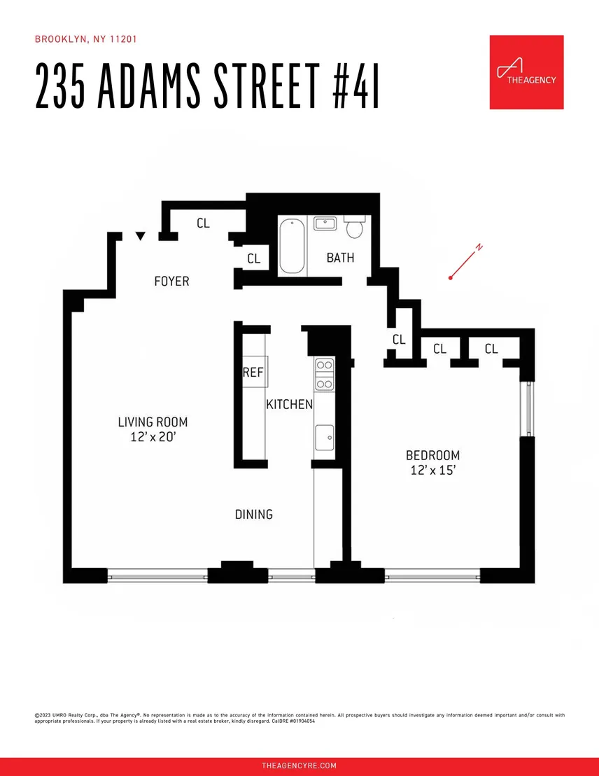 Floorplan at Unit 4I at 235 Adams Street