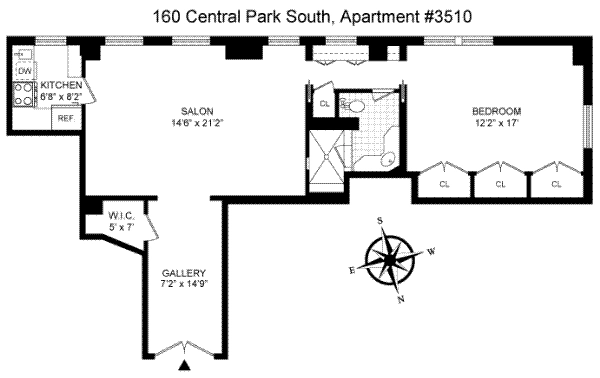 Floorplan at Unit 3510 at 160 Central Park S