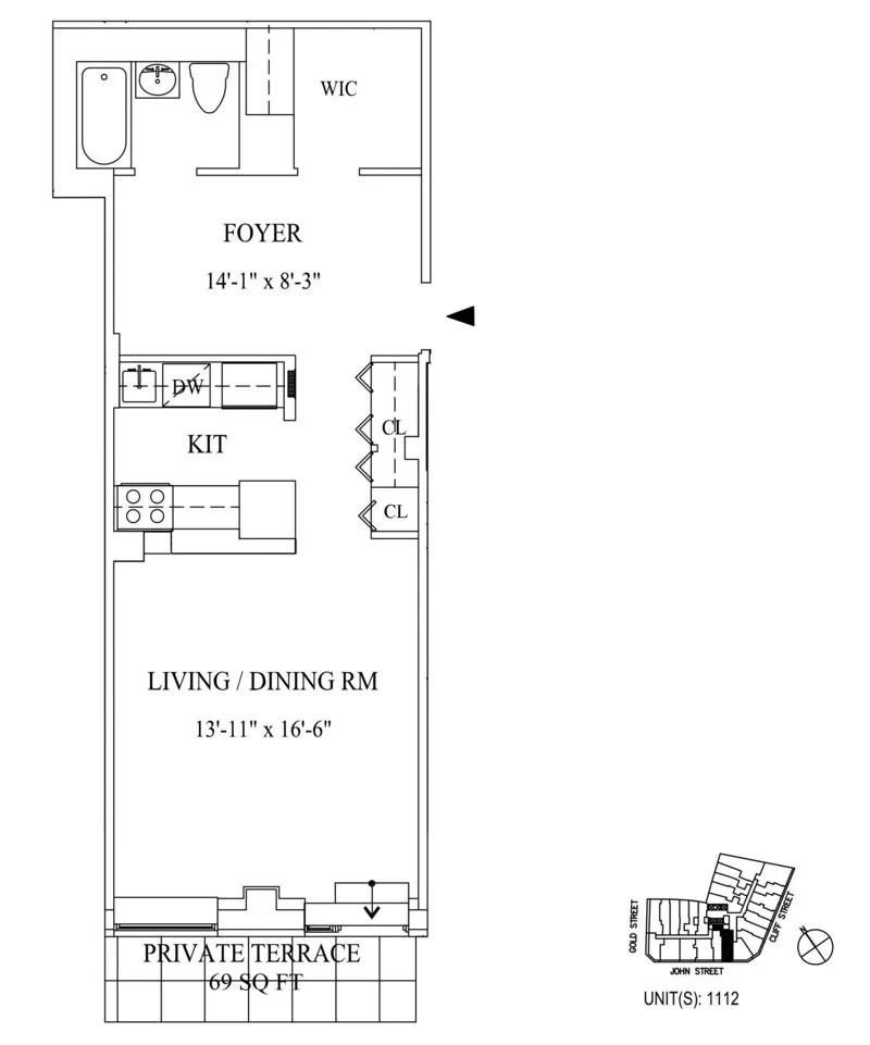 Floorplan at Unit 1112 at 99 John Street