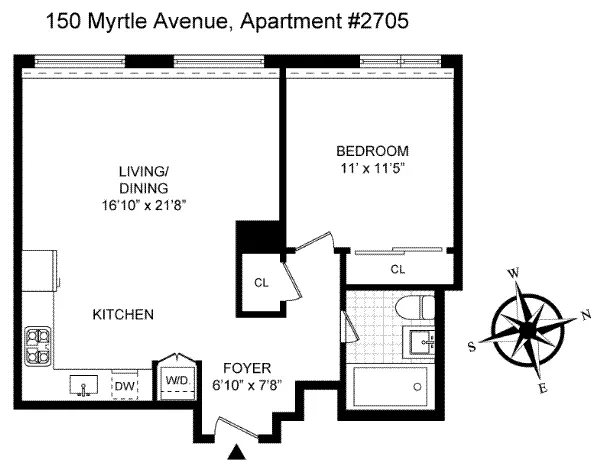 Floorplan at Unit 2705 at 150 MYRTLE Avenue