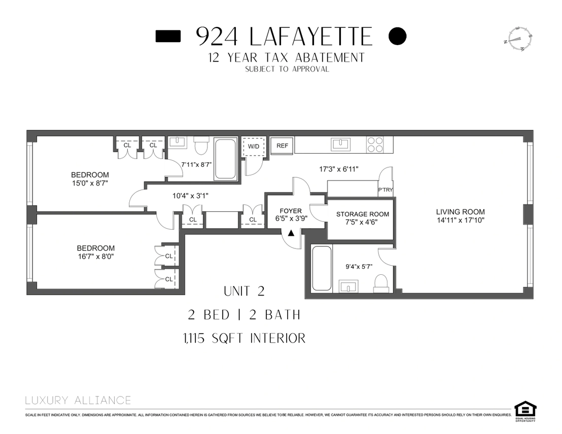 Floorplan at Unit 2A at 924 LAFAYETTE Avenue