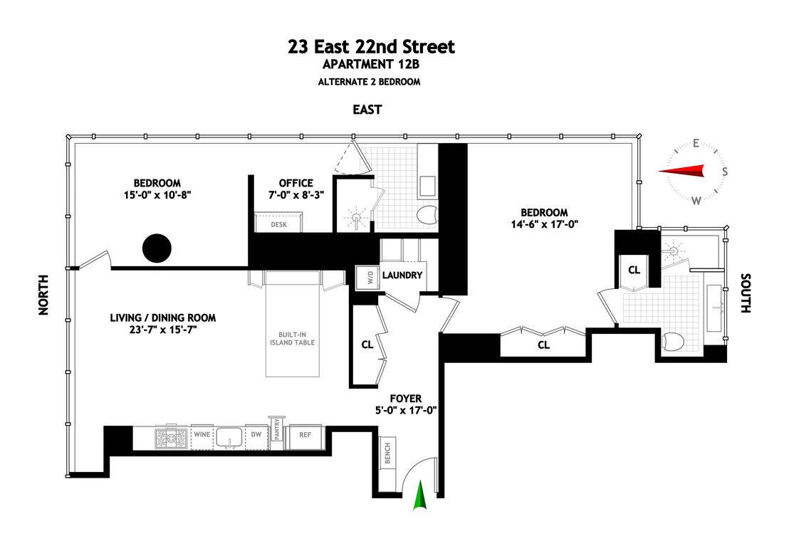Floorplan at Unit 12B at 23 E 22nd Street