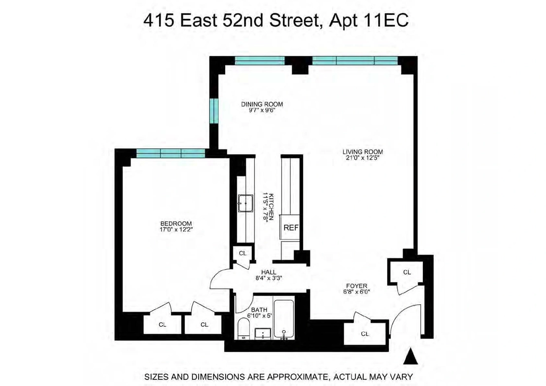 Floorplan at Unit 11EC at 415 E 52nd Street