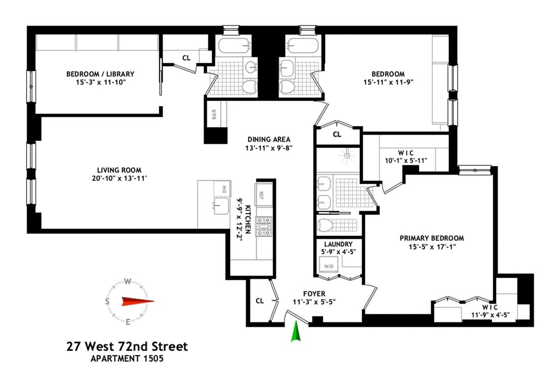 Floorplan at Unit 1505 at 27 W 72ND Street