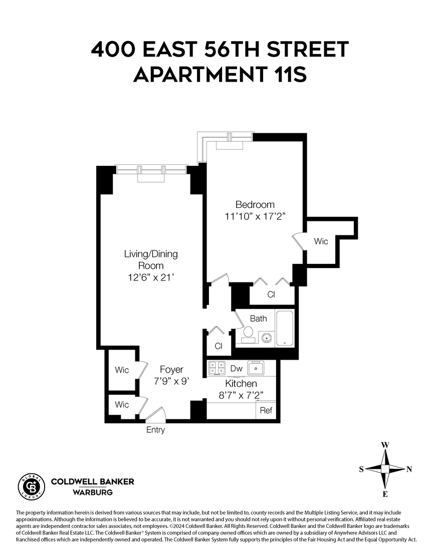 Floorplan at Unit 11S at 400 E 56th Street