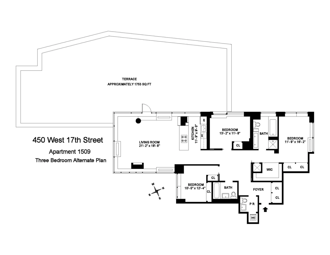 Floorplan at Unit 1509 at 450 W 17TH ST