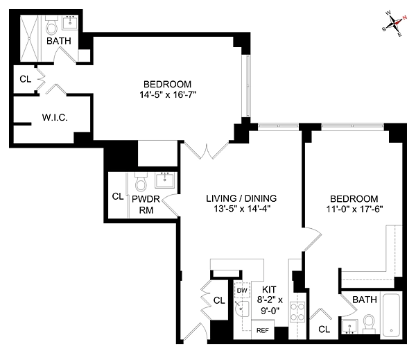 Floorplan at Unit 15G at 230 CENTRAL Park W