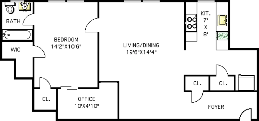 Floorplan at Unit 2E at 225 LINCOLN Place