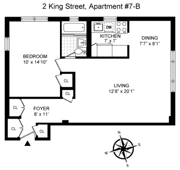 Floorplan at Unit 7B at 2 KING Street