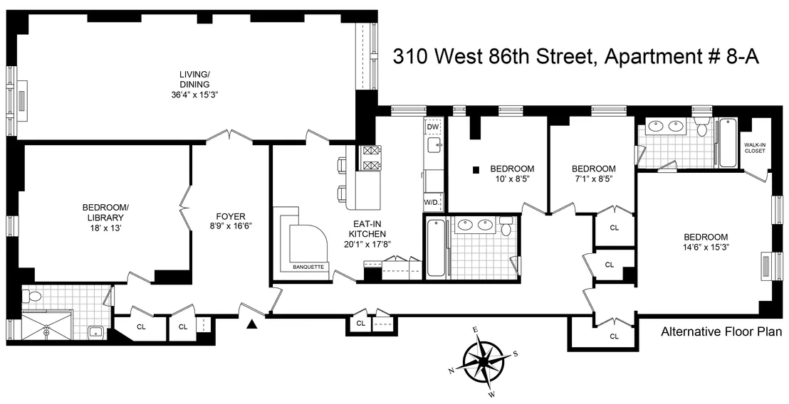 Floorplan at Unit 8A at 310 W 86TH Street