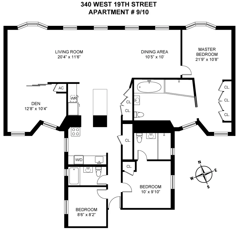Floorplan at Unit 910 at 340 W 19th Street