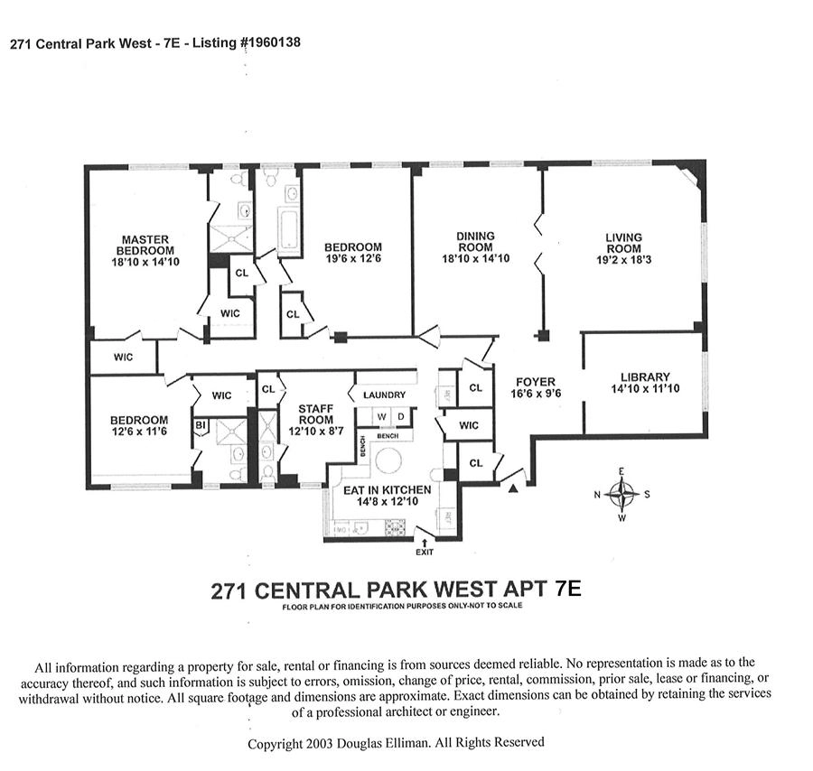 Floorplan at Unit 7E at 271 Central Park W