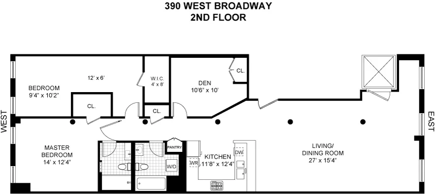 Floorplan at Unit 2FL at 390 W Broadway