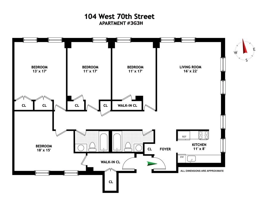 Floorplan at Unit 3G3H at 104 W 70th Street