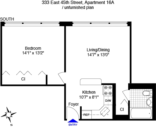 Floorplan at Unit 16A at 333 E 45th Street