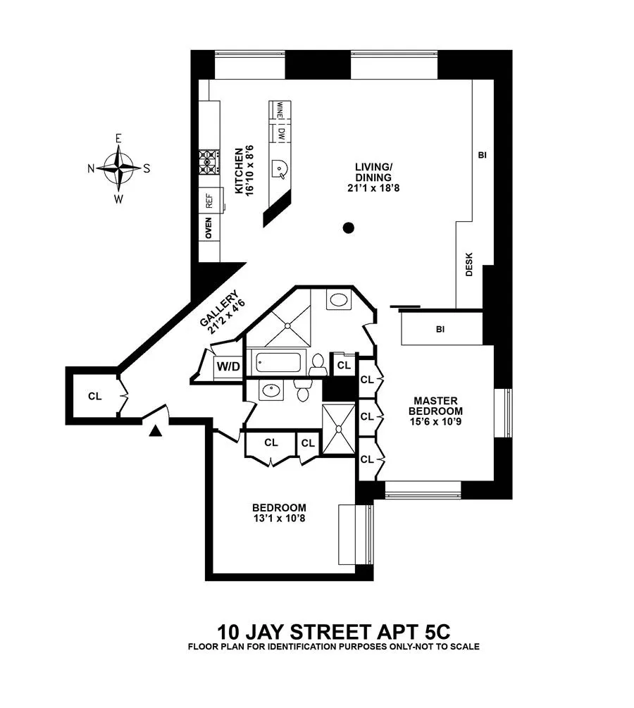 Floorplan at Unit 5C at 10 Jay Street