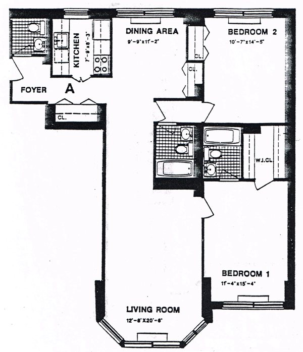 Floorplan at Unit 3A at 250 W 90th Street