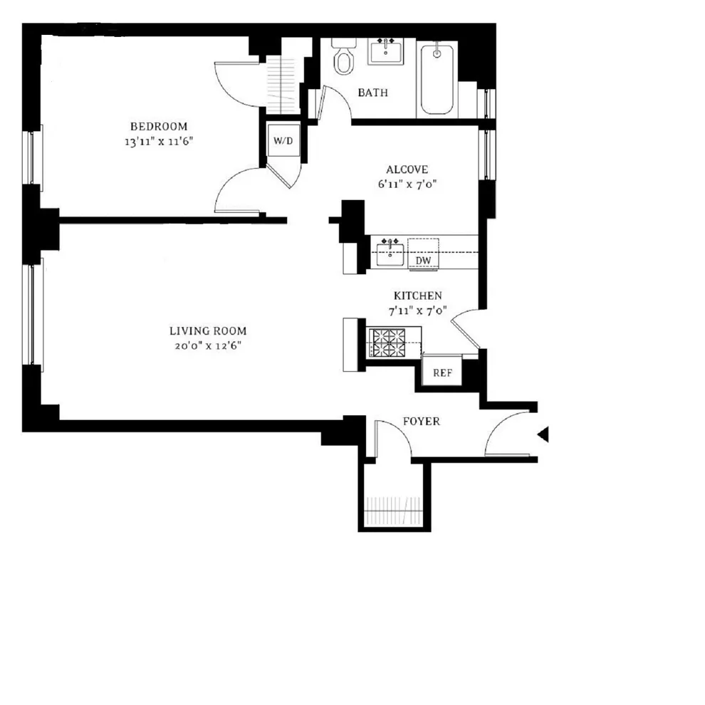 Floorplan at Unit 3B at 240 W End Ave